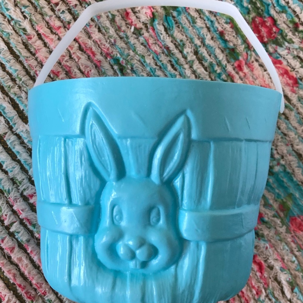 Vintage Blue Plastic Blow Mold Easter Basket